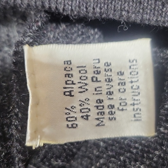 BEYOND THREADS Black Alpaca Wool Blend Wrap Lagonlook Cardigan Sweater - Picture 10 of 11